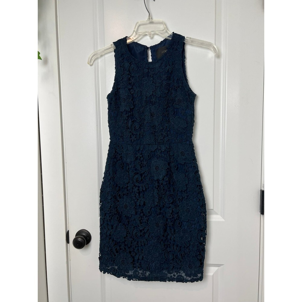 J. Crew Navy Lace Sleeveless Dress Size 0